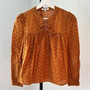 Madewell Burnt Orange Flower Eyelet Blouse
